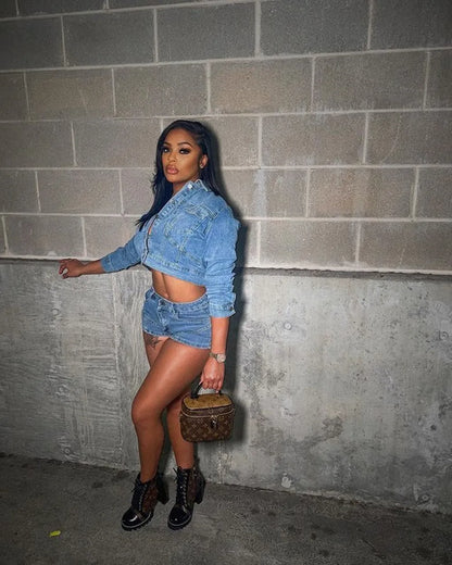 Denim Shorts Two Piece Sets